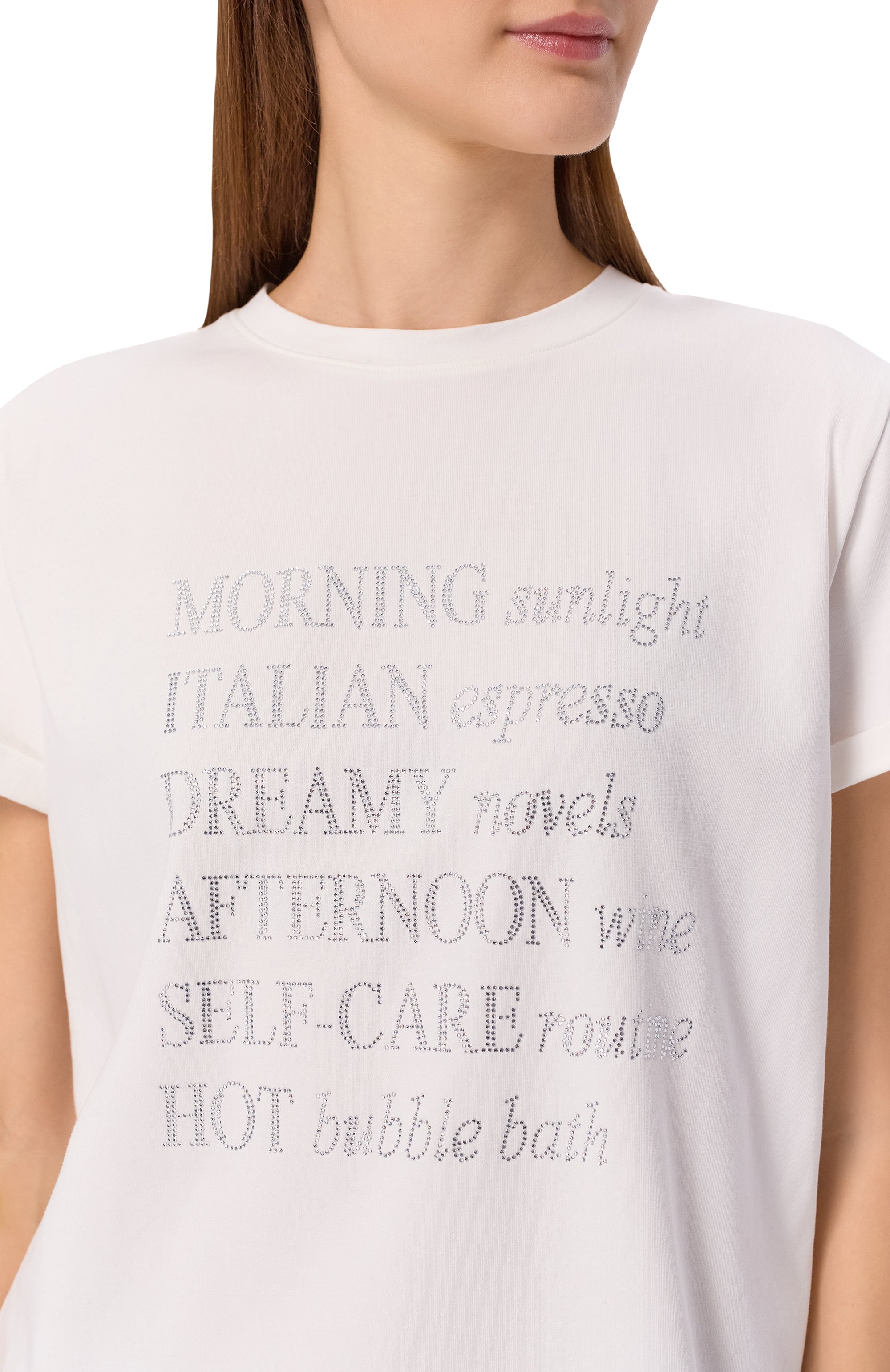 Хлопковая футболка с отделкой стразами SEVEN LAB, арт. CTR1.01.100.257.155, фото 5