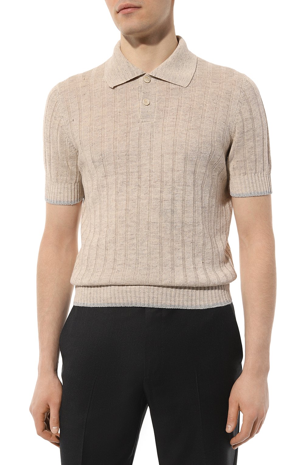 Поло изо льна и хлопка BRUNELLO CUCINELLI, арт. M2L70B2256, фото 3