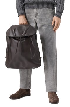 Мужской рюкзак ryder BOTTEGA VENETA темно-коричневого цвета, арт. 807748 V4O93 | Фото 2 (Размер: large; Материал: Натуральная ко�жа; Сумки-технические: Рюкзаки - большие; Стили: Кэжуэл)