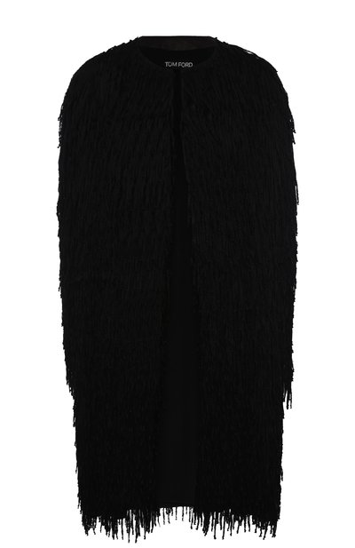 Женское пальто прямого кроя с круглым вырезом и бахромой TOM FORD, арт. CP1376/SDE123