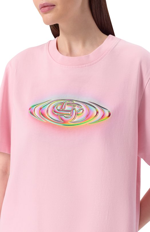 Хлопковая футболка Casablanca M-SP26-JTS-001-03 Розовый  M-SP26-JTS-001-03 Фото 5