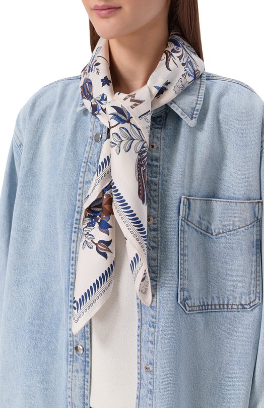 Шелковый платок Longchamp 50647GS0/GS0 Кремовый  50647GS0/GS0 Фото 2