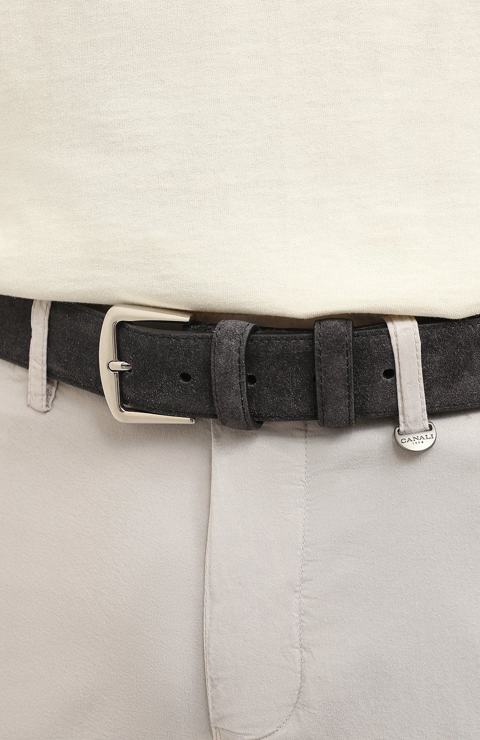 Замшевый ремень LORO PIANA темно-серого цвета по цене 49650 руб., арт. FAA1544, фото 2 Замшевый ремень LORO PIANA, арт. FAA1544, фото 2