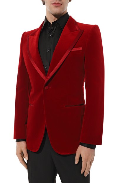 Хлопковый пиджак GUCCI красного цвета по цене 374400 руб., арт. 681059 Z4716, фото 3 Хлопковый пиджак GUCCI, арт. 681059 Z4716, фото 3