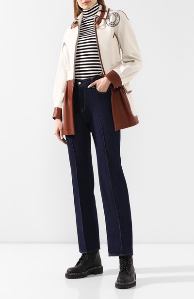 Куртка из смеси хлопка и кожи BURBERRY кремового цвета по цене 473500 руб., арт. 4564444, фото 2 Куртка из смеси хлопка и кожи BURBERRY, арт. 4564444, фото 2