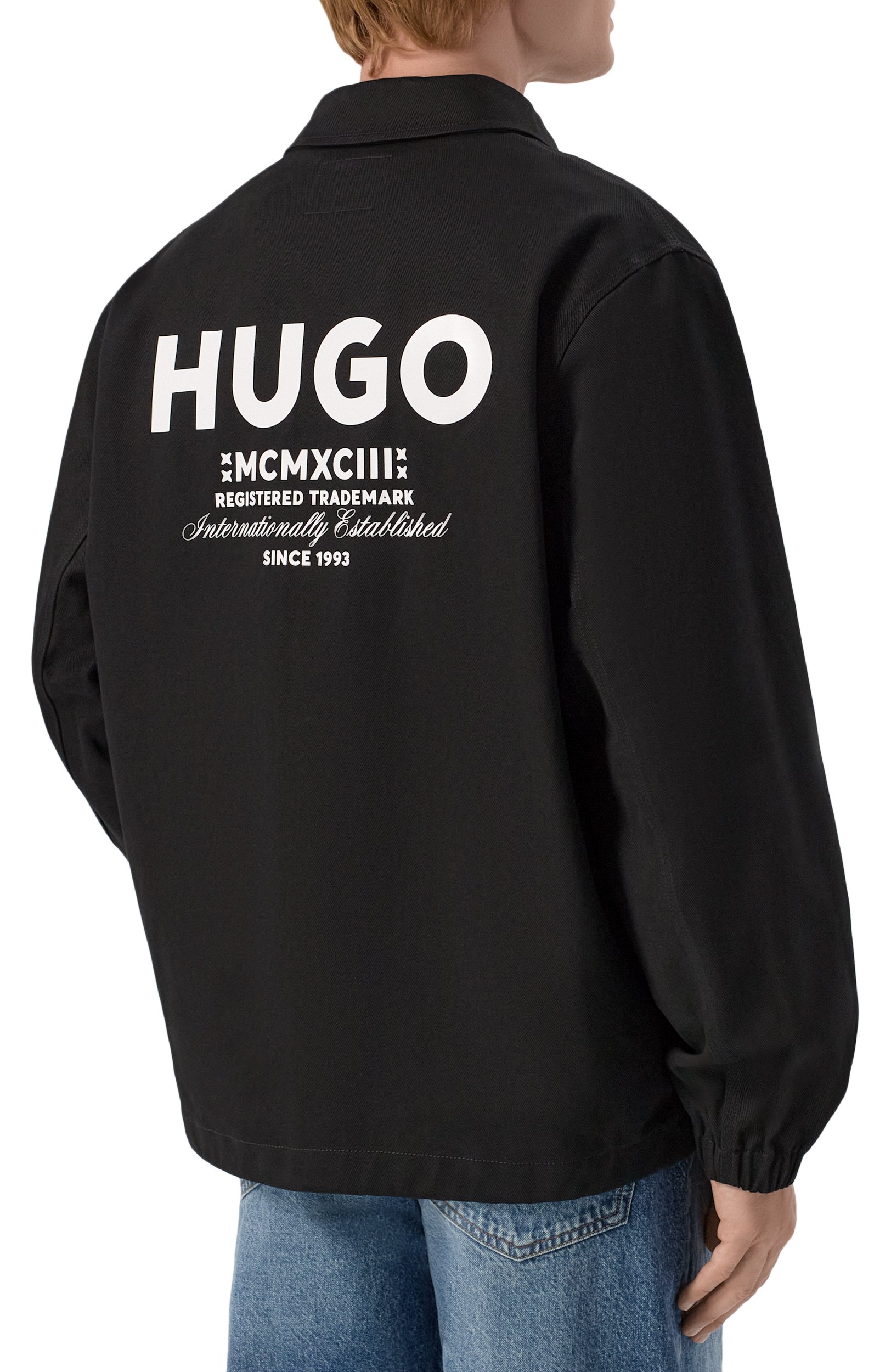 Хлопковая куртка-рубашка HUGO BLUE черного цвета по цене 24650 руб., арт. 50563933, фото 4 Хлопковая куртка-рубашка HUGO BLUE, арт. 50563933, фото 4