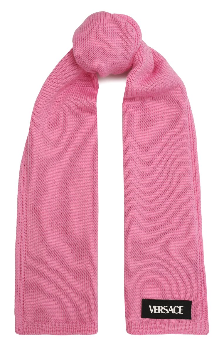 Детский шерстяной шарф VERSACE розового цвета, арт. 1010846/1A07913 | Фото 1 (Материал: Текстиль, Шерсть; Материал сплава: Проставлено; Нос: Не проставлено)