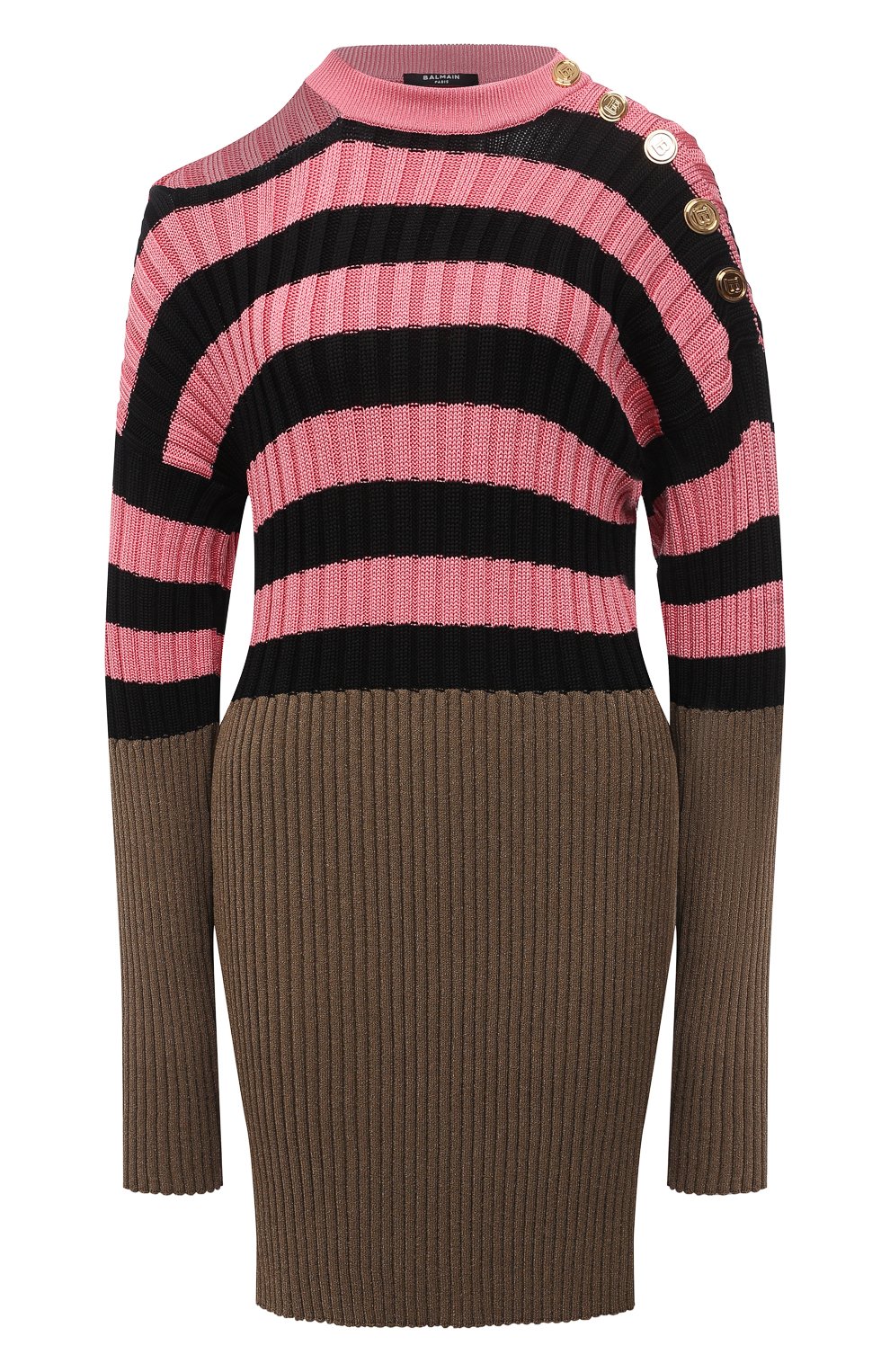 Платье из вискозы BALMAIN хаки цвета по цене 214500 руб., арт. XF1RF020/KB20, фото 1 Платье из вискозы BALMAIN, арт. XF1RF020/KB20, фото 1
