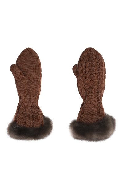 Женские утепленные варежки с отделкой из соболя BLACK SABLE, арт. BS-ACSKV-EB