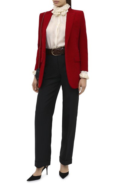 Хлопковый жакет SAINT LAURENT красного цвета по цене 229500 руб., арт. 632834/Y006R, фото 2 Хлопковый жакет SAINT LAURENT, арт. 632834/Y006R, фото 2