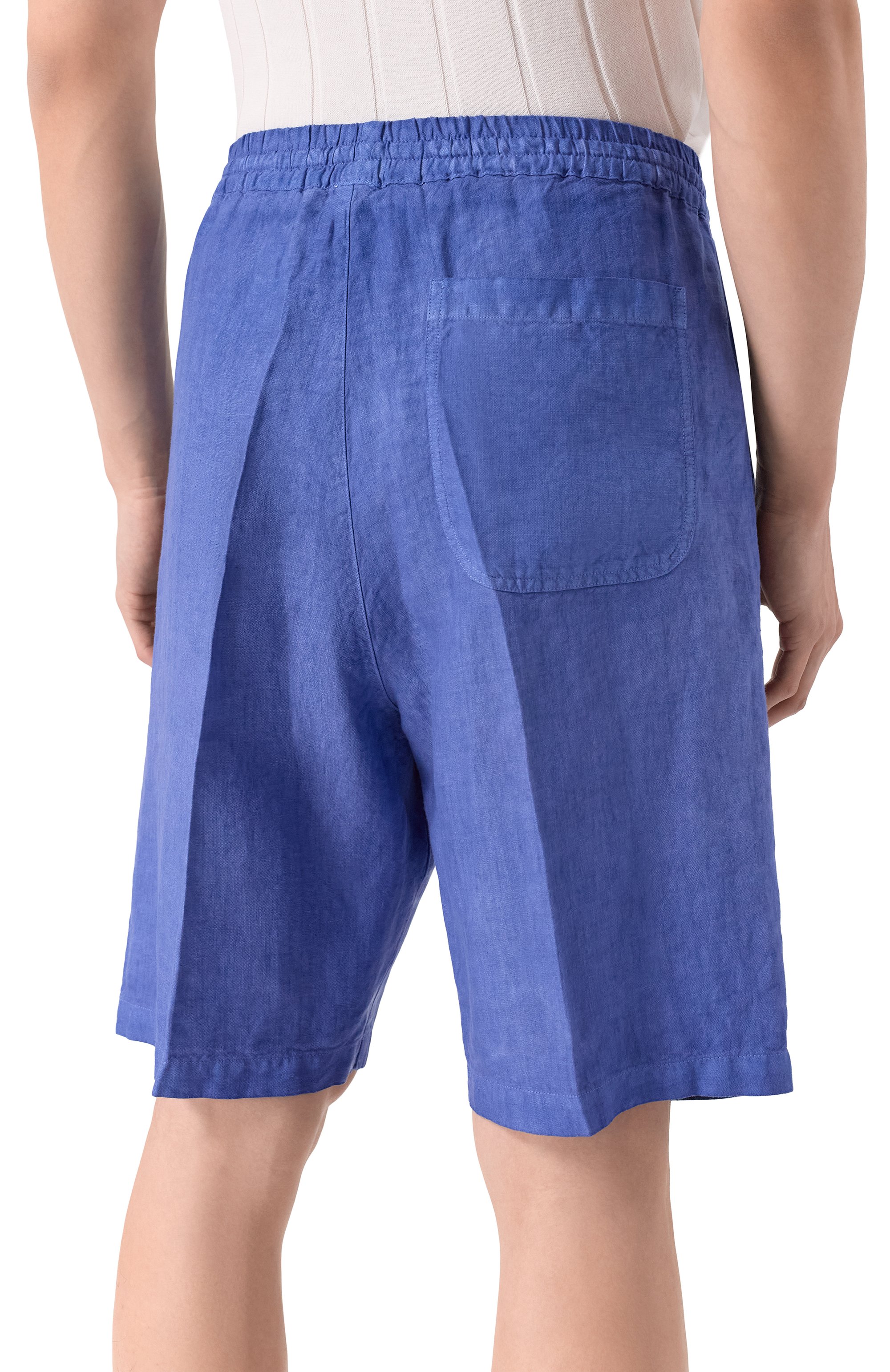 Льняные шорты 120% LINO синего цвета по цене 32450 руб., арт. 33ALIM29CM/0253/S00, фото 4 Льняные шорты 120% LINO, арт. 33ALIM29CM/0253/S00, фото 4