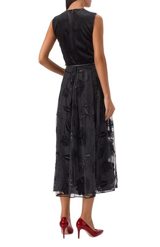 Комбинированное платье Elie Saab D0800NP25/TUV01 Чёрный  D0800NP25/TUV01 Фото 4