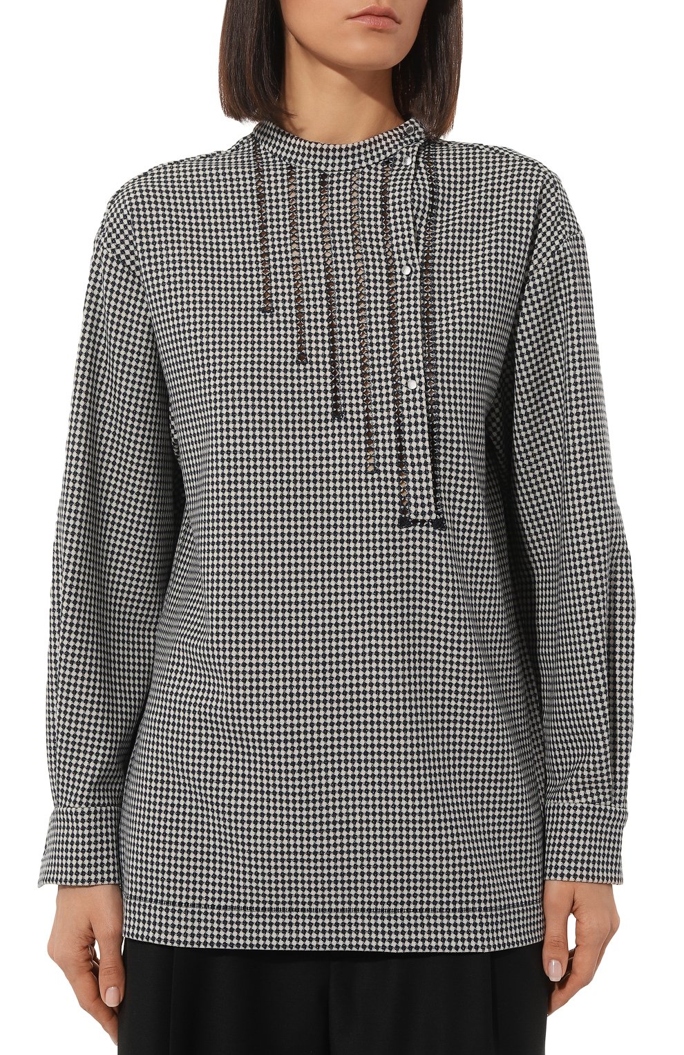 Рубашка ALEXANDRA GEORGIEVA BY KRESTETSKAYA STROCHKA синего цвета по цене 45000 руб., арт. Pv258gkl22, фото 3 Рубашка ALEXANDRA GEORGIEVA BY KRESTETSKAYA STROCHKA, арт. Pv258gkl22, фото 3