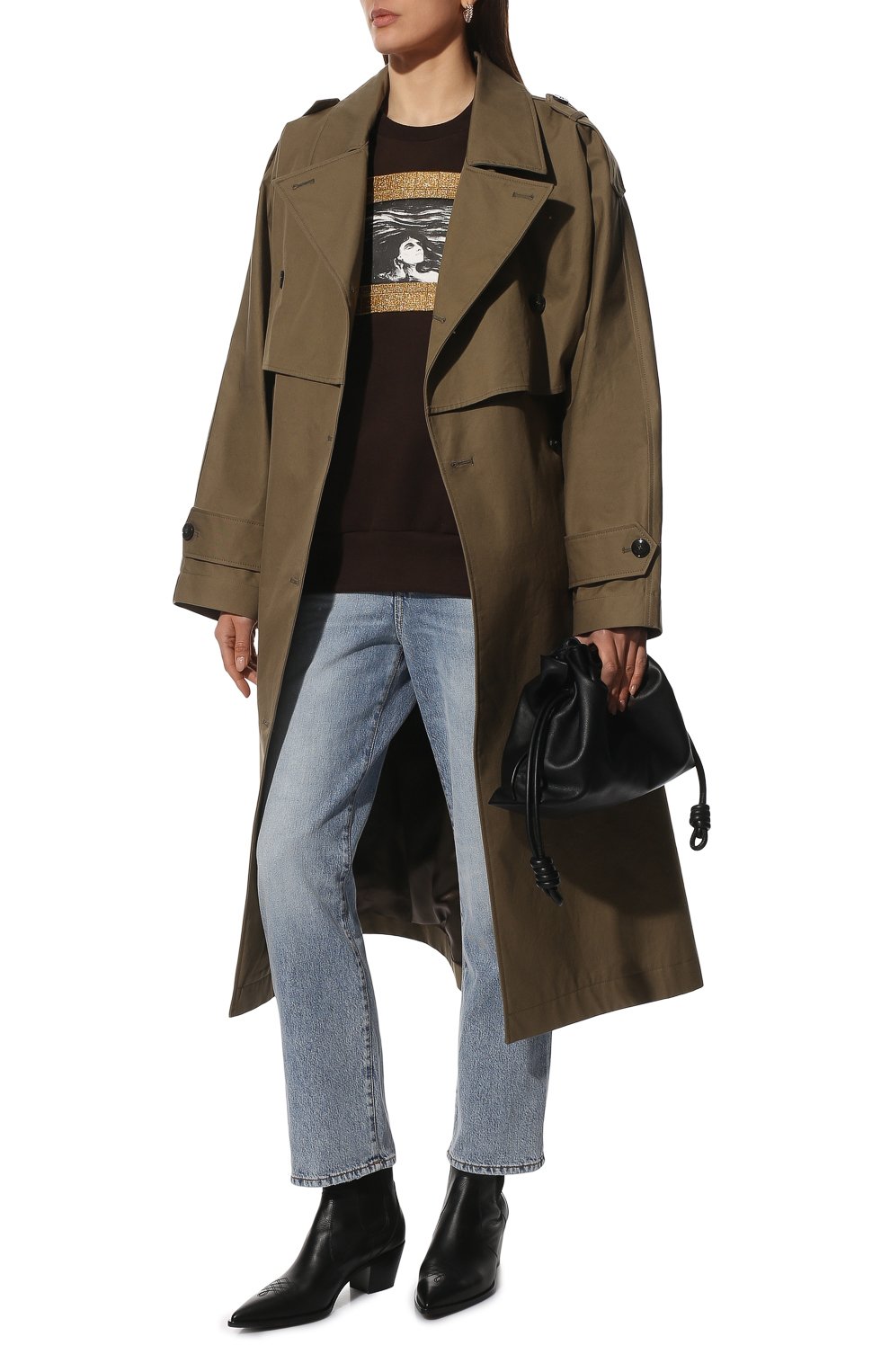 Хлопковый свитшот ACNE STUDIOS темно-коричневого цвета по цене 44750 руб., арт. CI0084/W, фото 2 Хлопковый свитшот ACNE STUDIOS, арт. CI0084/W, фото 2