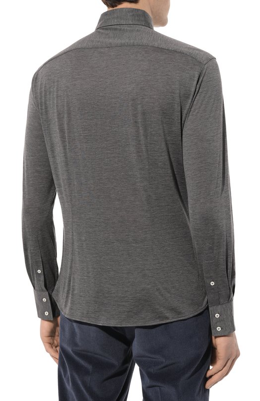Рубашка из шелка и хлопка Brunello Cucinelli MD8216686 Серый  MD8216686 Фото 4