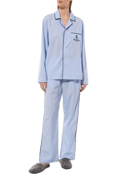 Хлопковая блузка SPORTY AND RICH голубого цвета по цене 21050 руб., арт. SI021516205BL50, фото 2 Хлопковая блузка SPORTY AND RICH, арт. SI021516205BL50, фото 2