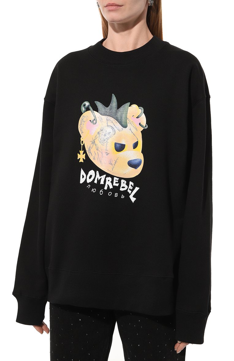 Женский хлопковый свитшот DOMREBEL черного цвета, арт. PIERCINGS/SWEATSHIRT | Фото 3 (Длина (для топов): Стандартные; Материал внешний: Хлопок; Рукава: Длинные; Женское Кросс-КТ: Свитшот-одежда; Стили: Кэжуэл)