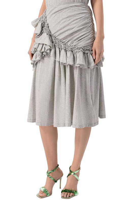 Хлопковая юбка Dries Van Noten 011145/3606 Серый  011145/3606 Фото 3