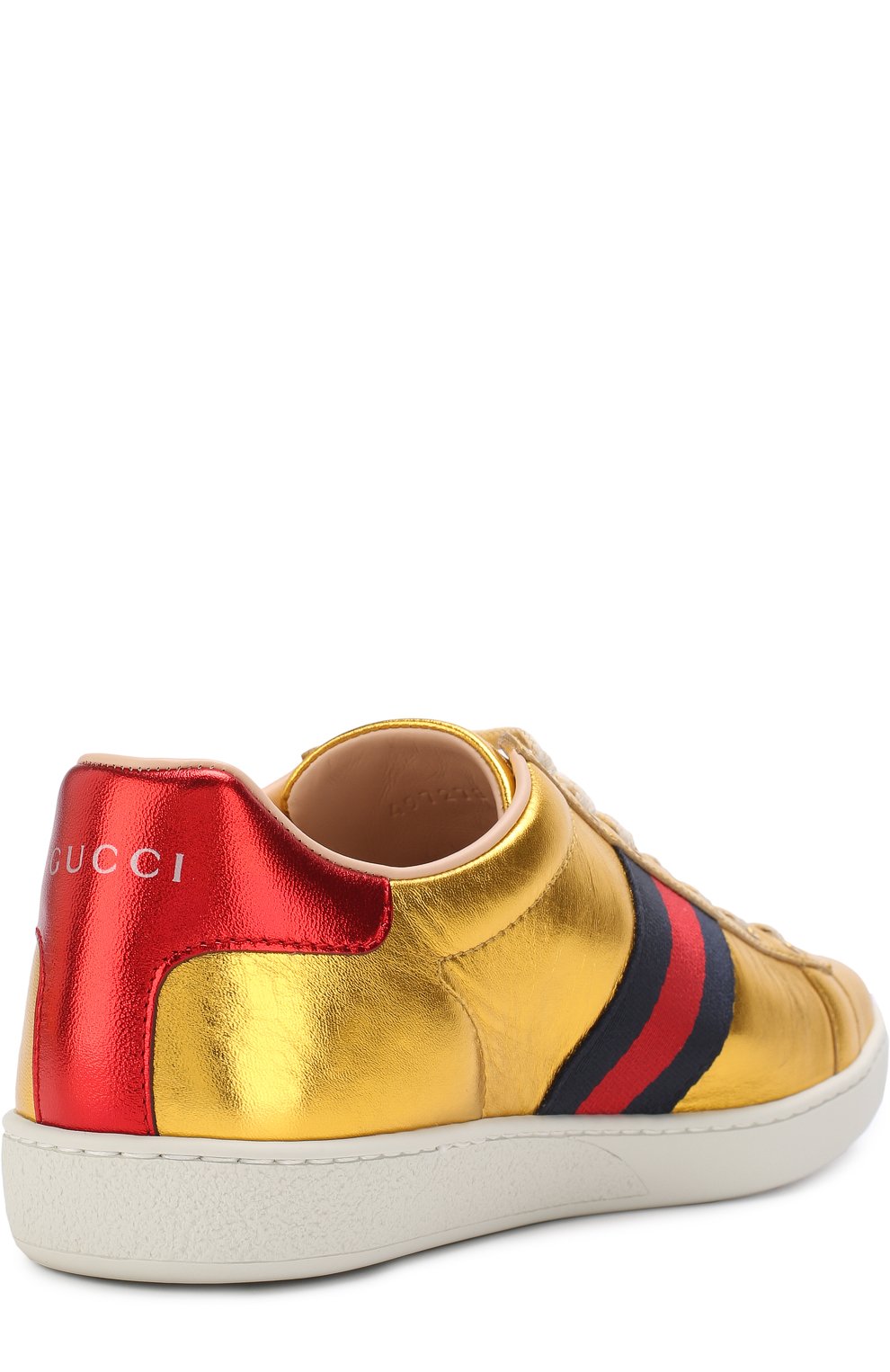 Кеды new ace из металлизированной кожи с аппликацией GUCCI, арт. 497278/DXAL0, фото 4