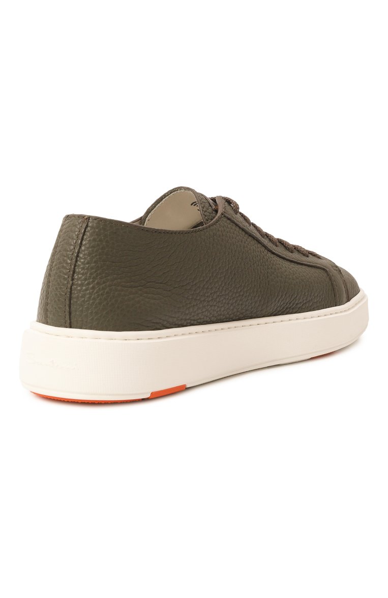 Мужские кожаные кеды SANTONI хаки цвета, арт. MBCG21571BARCMMD | Фото 5 (Материал внешний: Натуральная кожа; Материал внутренний: Натуральная кожа; Драгоценные камни: Проставлено; Материал сплава: Проставлено; Подошва: Массивная; Стили: Классический; Материал утеплителя: Без утеплителя; Кросс-КТ: Низки�е)