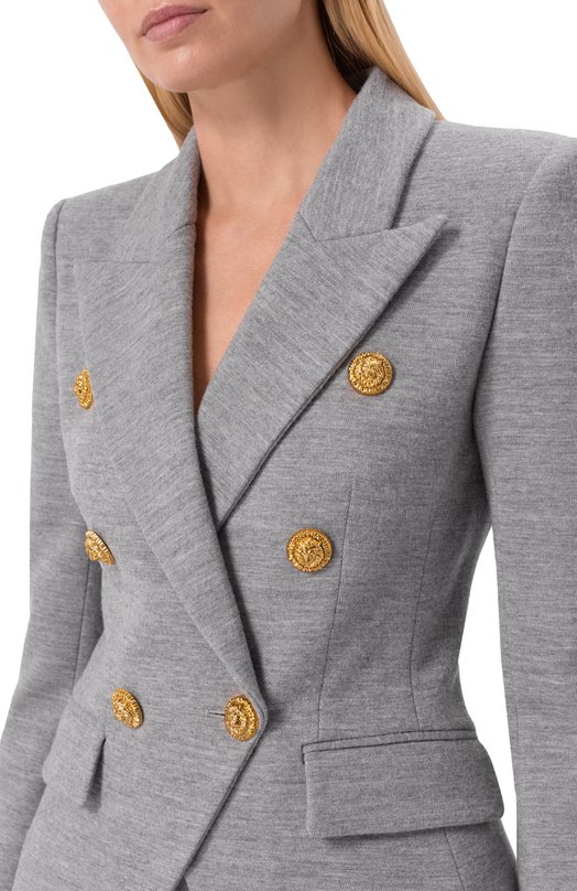 Жакет из шерсти и хлопка Balmain FF0SI505/JL17 Серый  FF0SI505/JL17 Фото 5