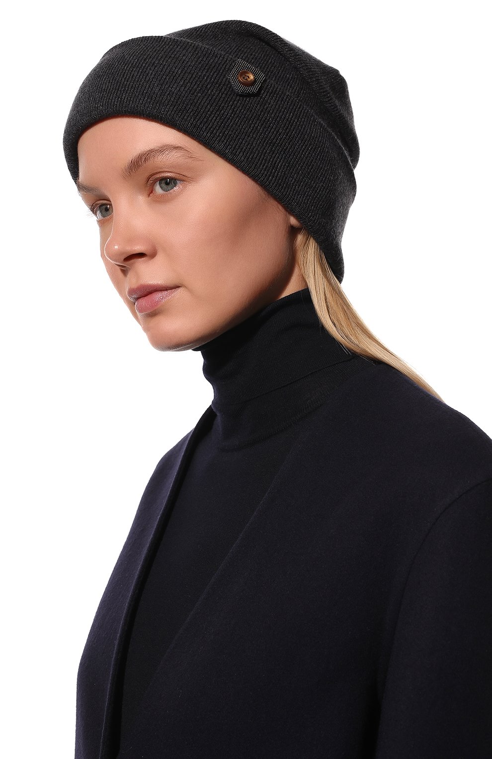 Кашемировая шапка BRUNELLO CUCINELLI темно-серого цвета по цене 75100 руб., арт. M12135689P, фото 2 Кашемировая шапка BRUNELLO CUCINELLI, арт. M12135689P, фото 2