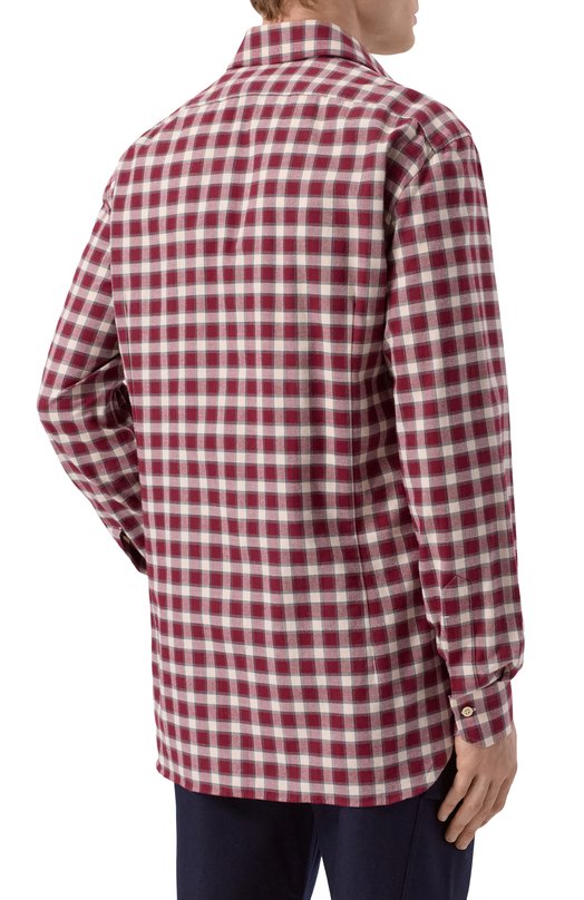 Хлопковая рубашка Kiton UCCH0943905 Бордовый  UCCH0943905 Фото 4