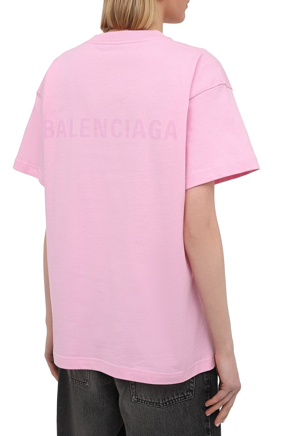 Хлопковая футболка BALENCIAGA розового цвета по цене 69850 руб., арт. 612965/TIVG5, фото 4 Хлопковая футболка BALENCIAGA, арт. 612965/TIVG5, фото 4
