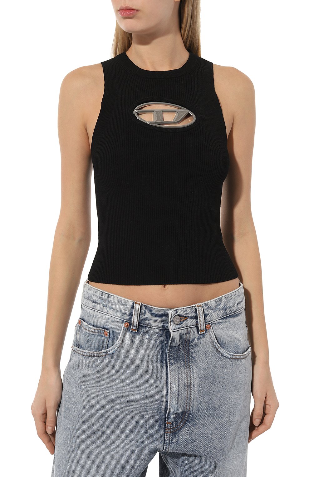 Майка из вискозы DIESEL черного цвета по цене 23800 руб., арт. A09621/0DLAX, фото 3 Майка из вискозы DIESEL, арт. A09621/0DLAX, фото 3