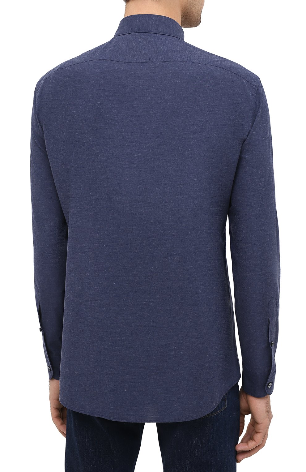 Хлопковая рубашка ZEGNA темно-синего цвета по цене 38500 руб., арт. UVX07/SAF2, фото 4 Хлопковая рубашка ZEGNA, арт. UVX07/SAF2, фото 4