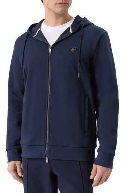 Хлопковая толстовка BOSS темно-синего цвета по цене 34950 руб., арт. 50555851, фото 3 Хлопковая толстовка BOSS, арт. 50555851, фото 3