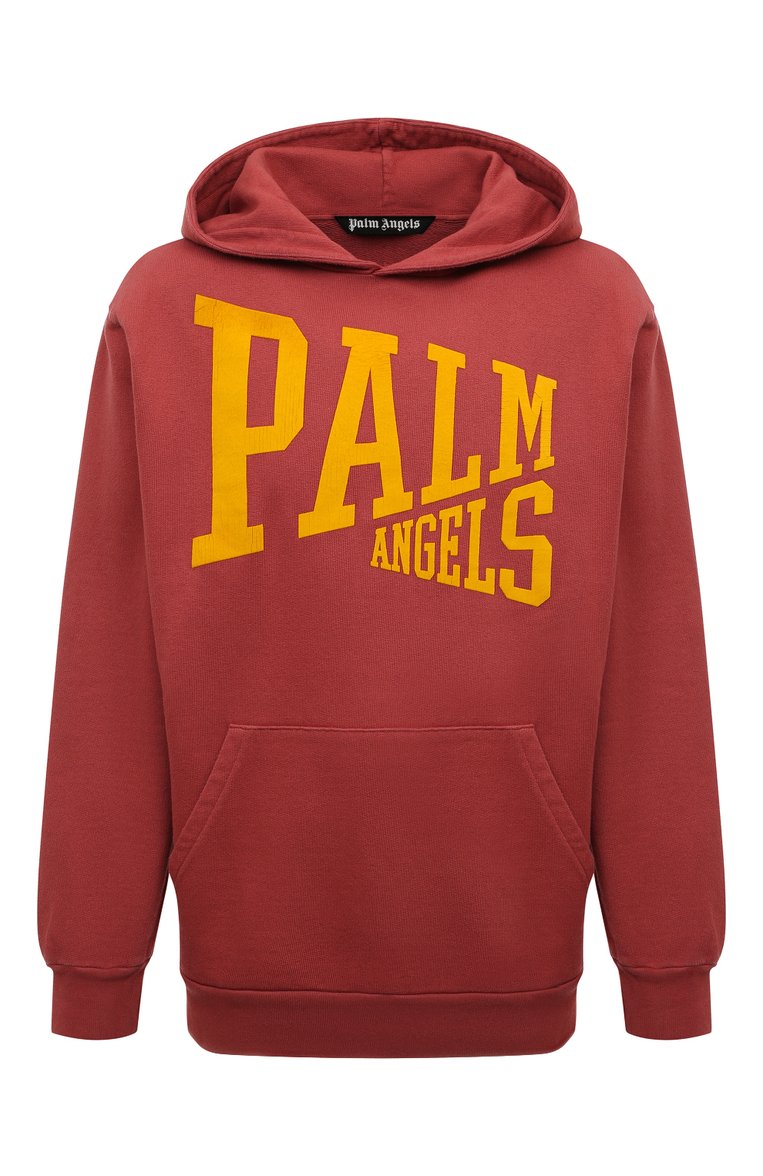 Мужской хлопковое худи PALM ANGELS красного цвета, арт. PMBB117F23FLE0022876 | Фото 1 (Рукава: Длинные; Длина (для топов): Стандартные; Материал внешний: Хлопок; Принт: С принтом; Мужское Кросс-КТ: Худи-одежда; Стили: Спорт-шик; Автоматизация состава: Проставлено; Автоматизация ТО: Проставлено; Детали: Без декора)