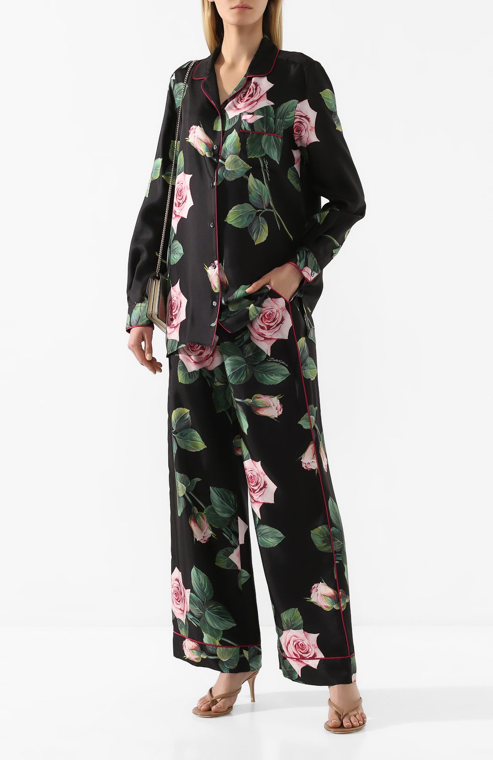 Шелковая рубашка DOLCE & GABBANA черного цвета по цене 156500 руб., арт. F5G56T/HS190, фото 2 Шелковая рубашка DOLCE & GABBANA, арт. F5G56T/HS190, фото 2