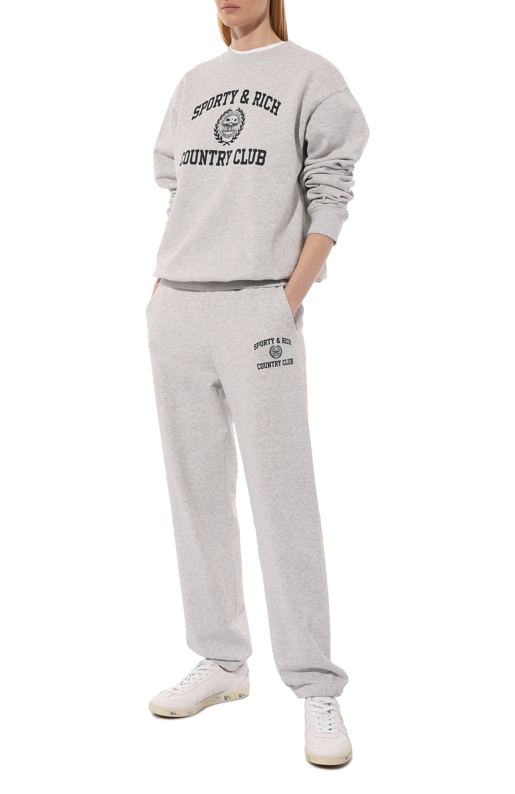 Хлопковый свитшот SPORTY AND RICH серого цвета по цене 22650 руб., арт. ST071516218GY03, фото 2 Хлопковый свитшот SPORTY AND RICH, арт. ST071516218GY03, фото 2
