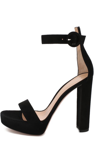 Замшевые босоножки на устойчивом каблуке и платформе GIANVITO ROSSI, арт. G61124.00RIC.CAMNER0, фото 3