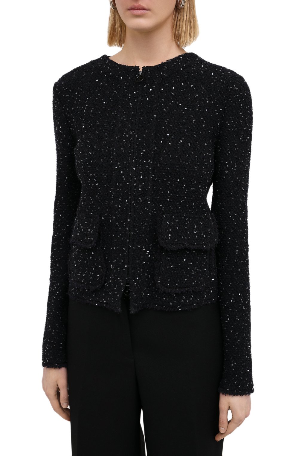 Жакет с пайетками GIORGIO ARMANI синего цвета по цене 198500 руб., арт. 6HAG57/AJSQZ, фото 3 Жакет с пайетками GIORGIO ARMANI, арт. 6HAG57/AJSQZ, фото 3
