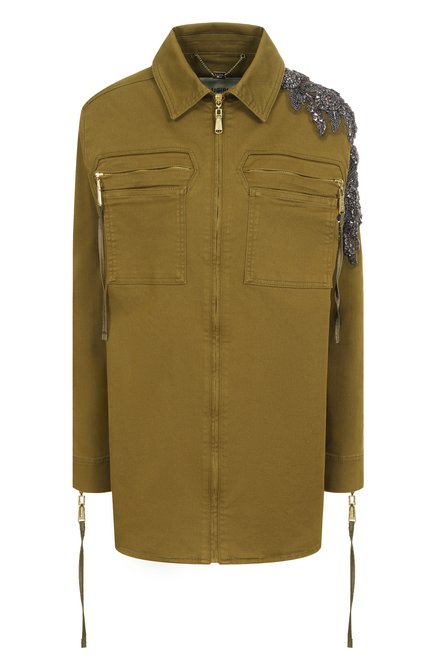 Женская хлопковая куртка-рубашка BLUGIRL хаки цвета, арт. RA5162/T3000 | Фото 1 (Материал сплава: Проставлено; Материал внешний: Хлопок; Длина (верхняя одежда): До середины бедра; Рукава: Длинные; Драгоценные камни: Проставлено)
