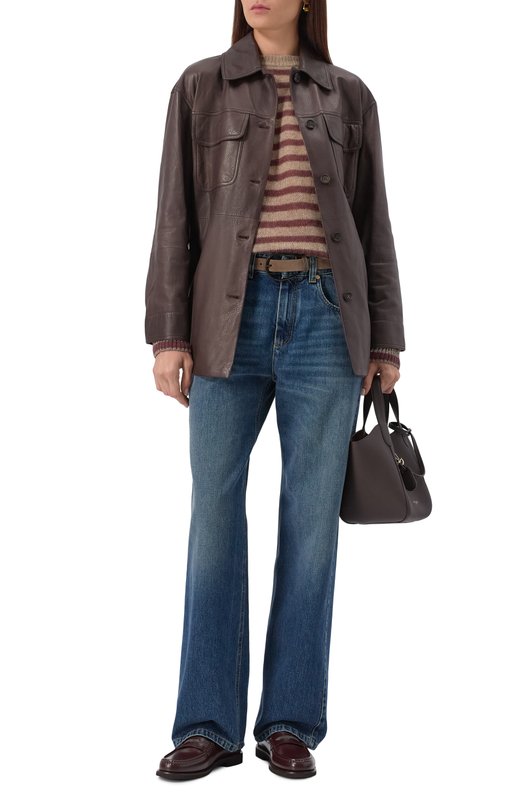 Кожаная куртка Brunello Cucinelli MPMUL7453P Коричневый  MPMUL7453P Фото 2