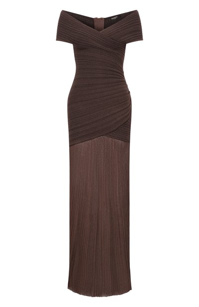 Женское платье из хлопка и вискозы BALMAIN, арт. GF0RPB15/KJ68