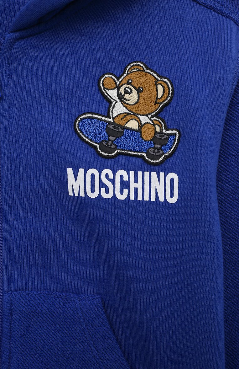 Детский комплект из толстовки и брюк MOSCHINO синего цвета, арт. MUK04F/LCA23 | Фото 6 (Случай: Повседневный; Материал сплава: Проставлено; Нос: Не проставлено; Материал внешний: Хлопок)