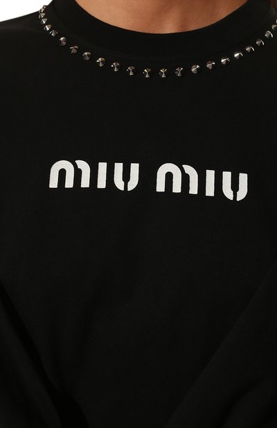Хлопковая футболка MIU MIU, арт. MJN332-1ZVD-F0002, фото 5