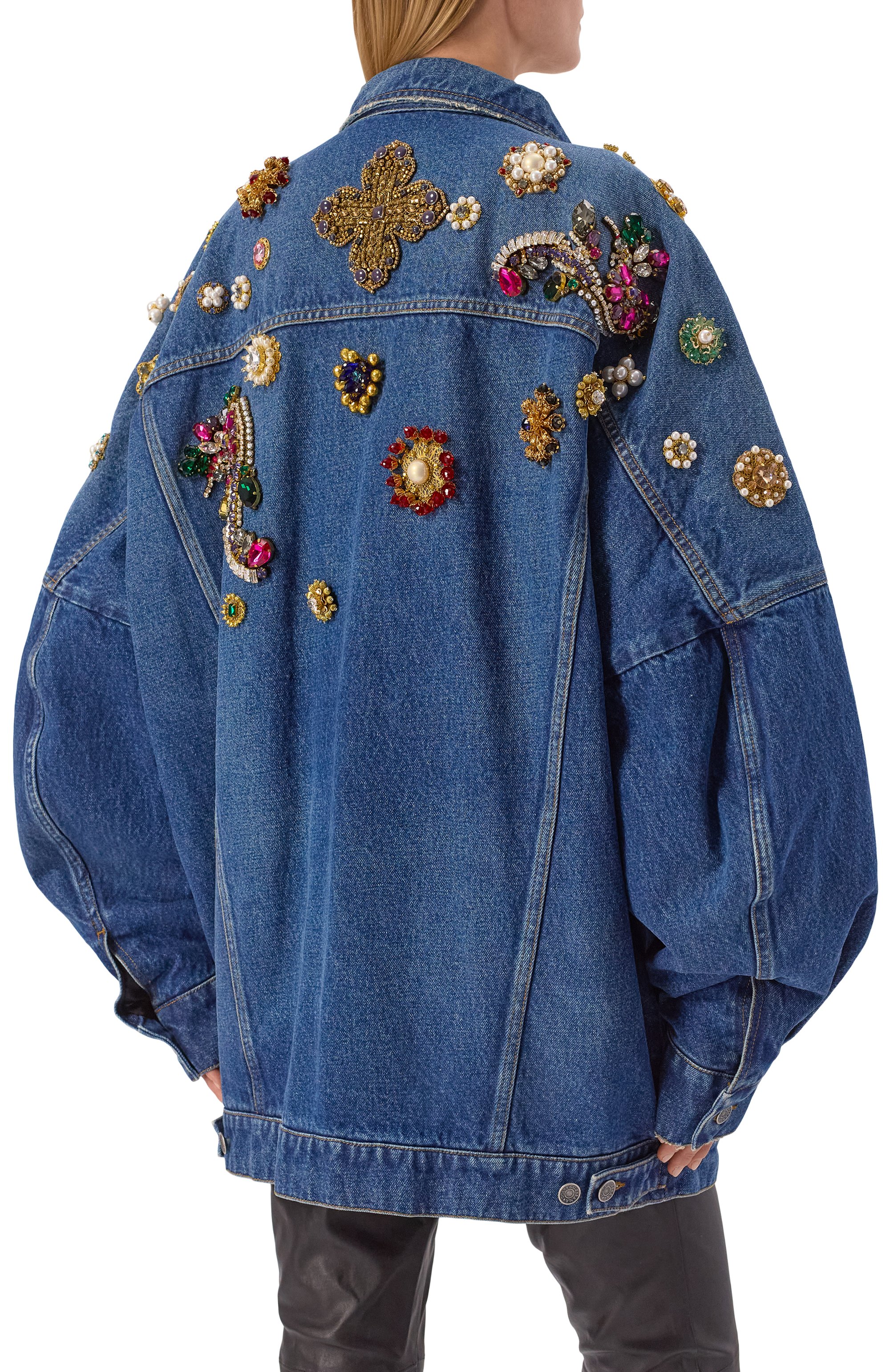 Джинсовая куртка с отделкой бисером и стразами DOLCE & GABBANA, арт. F9S96Z/G80C8, фото 4