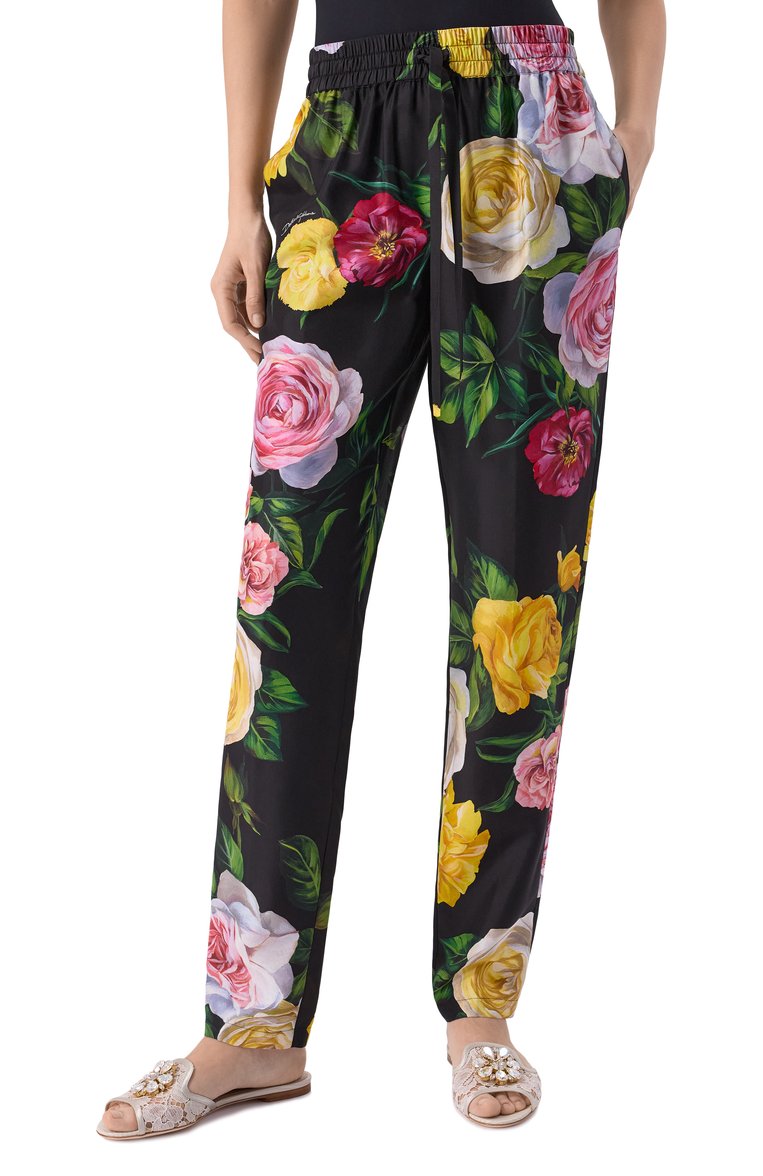 Женские шелковые брюки DOLCE & GABBANA разноцветного цвета, арт. FTC11T/IS1XJ | Фото 3 (Нос: Не проставлено; Материал внешний: Шелк; Автоматизация состава: Проставлено; Размерность: Идёт в размер; Re-sync: On)
