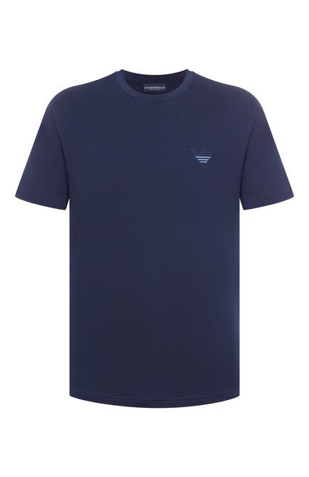 Мужская хлопковая футболка EMPORIO ARMANI темно-синего цвета, арт. EM000574/AF12334 | Фото 1 (Автоматизация ТО: Проставлено; Материал внешний: Хлопок; Длина (для топов): Стандартные; Рукава: Короткие; Автоматизация состава: Проставлено; Принт: Без принта; Мужское Кросс-КТ: Футболка-одежда; Детали: Декор)