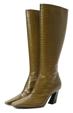 Женские кожаные сапоги lewis BOTTEGA VENETA хаки цвета, арт. 806735 V4PB0 | Фото 1 (Высота голенища: Средние; Подошва: Плоская; Каблук высота: Высокий; Драгоценные камни: Проставлено; Материал сплава: Проставлено; Материал внешний: Натуральная кожа; Каблук тип: Фигурный; Материал утеплителя: Без утеплителя)
