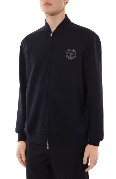 Толстовка из хлопка и кашемира BRUNELLO CUCINELLI темно-синего цвета по цене 99500 руб., арт. MM8319037G, фото 3 Толстовка из хлопка и кашемира BRUNELLO CUCINELLI, арт. MM8319037G, фото 3