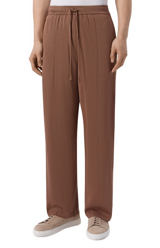 Брюки из шелка и хлопка 12 STOREEZ 136292 Коричневый  136292 Фото 3