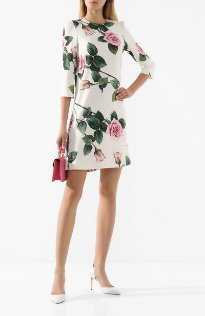 Платье из вискозы DOLCE & GABBANA белого цвета по цене 157500 руб., арт. F6G9JT/FSRMB, фото 2 Платье из вискозы DOLCE & GABBANA, арт. F6G9JT/FSRMB, фото 2