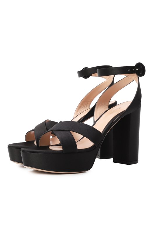Текстильные босоножки Sabrina 105 Gianvito Rossi G32621.70RIC.CRENER0 Чёрный G32621.70RIC.CRENER0