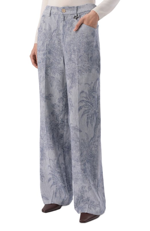 Брюки из хлопка и льна Lorena Antoniazzi P2642PA02A/5163 Голубой  P2642PA02A/5163 Фото 3